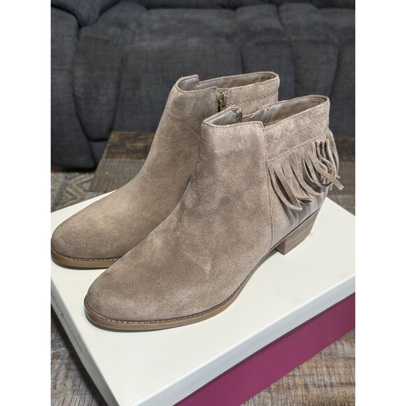 naturalizer Zeline frindge taupe suede ankle bootie women size 10 - Picture 2 of 6